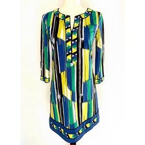 bcbg max azria Pullover Art To Wear Geometric Print Shift XS Extra Small